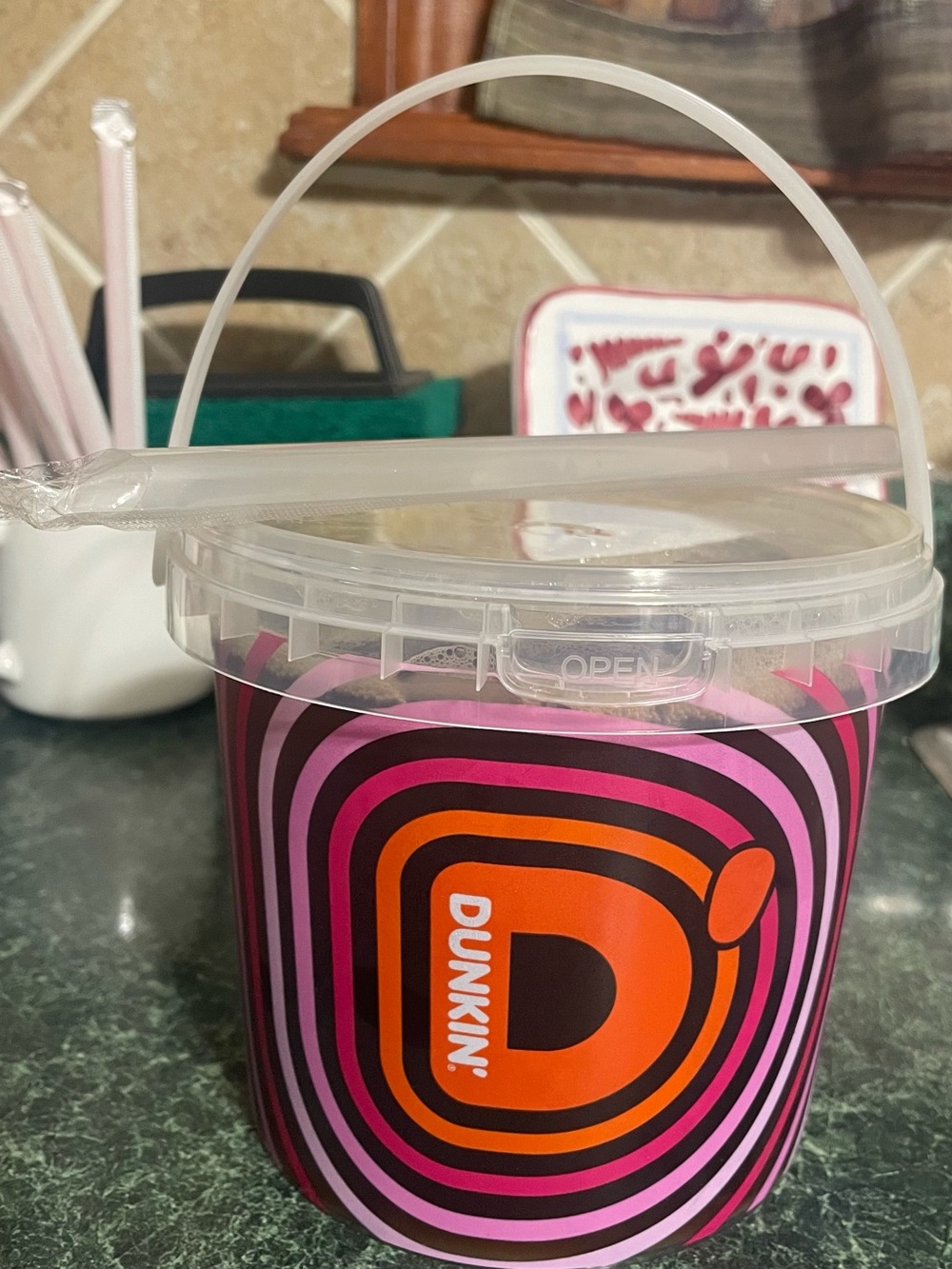 Dunkin' Pink & Orange Branded Treat Pail Bucket